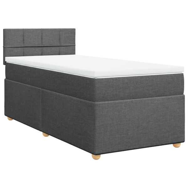 Cama box spring individual con colchón tela gris oscuro Gris oscuro  tamaño individual Bloques con cuadros