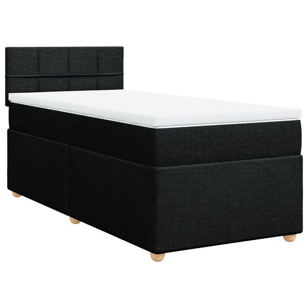 Cama box spring individual con colchón tela negro Negro  tamaño individual Bloques con cuadros