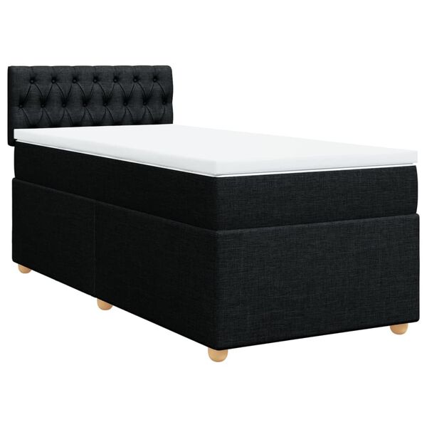 Cama box spring individual con colchón tela negro Negro  tamaño individual Diseño de botones