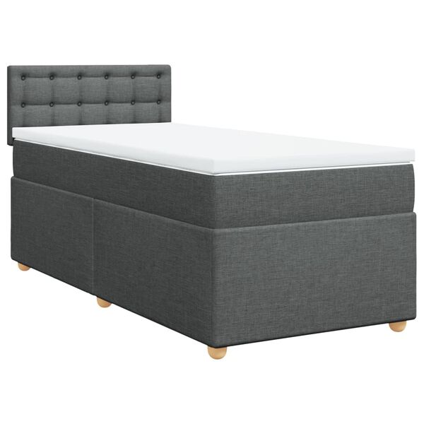 Cama box spring individual con colchón tela gris oscuro Gris oscuro  tamaño individual botones
