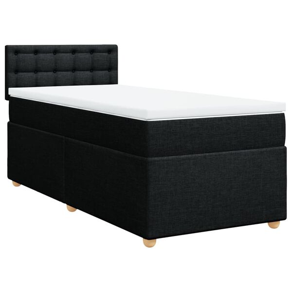 Cama box spring individual con colchón tela negro Negro  tamaño individual botones