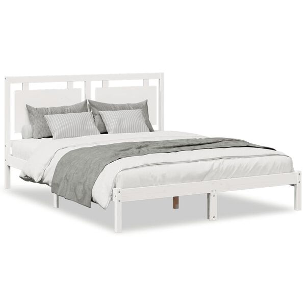 Cama extralarga sin colchón madera maciza blanca 160×210 cm Blanco  160 x 210 cm