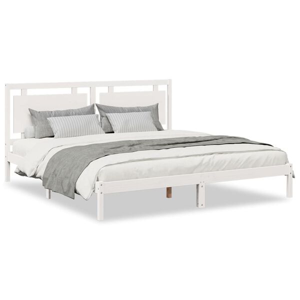 Cama extralarga sin colchón madera maciza blanca 200×210 cm Blanco  200 x 210 cm