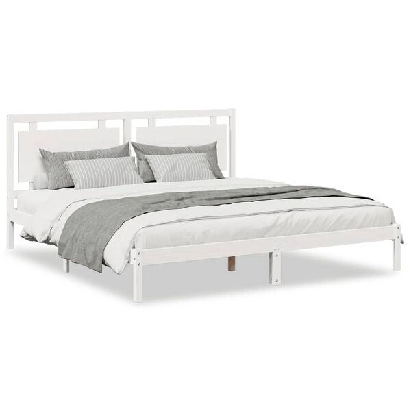 Cama extralarga sin colchón madera maciza blanca 200×220 cm Blanco  200 x 220 cm