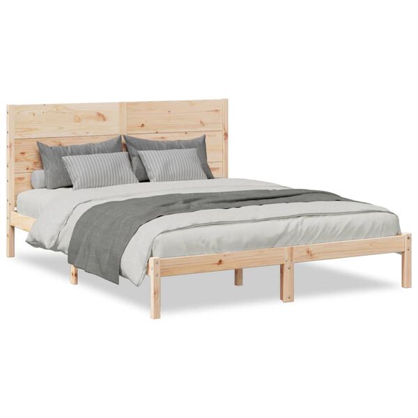Cama extralarga sin colchón madera maciza 160×220 cm Natural 160 x 220 cm