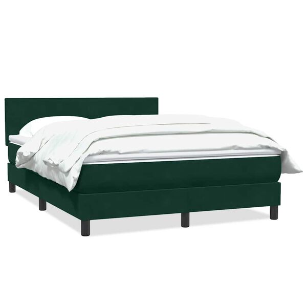 Cama box spring con colchón terciopelo verde oscuro 160×220 cm Verde oscuro 160 x 220 cm Diseño plano