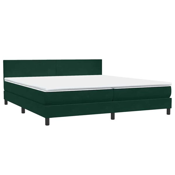 Cama box spring con colchón terciopelo verde oscuro 180×220 cm Verde oscuro 180 x 220 cm Diseño plano