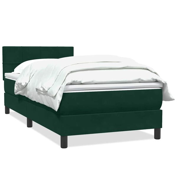 Cama box spring con colchón terciopelo verde oscuro 80×220 cm Verde oscuro 80 x 220 cm Bloques con cuadros
