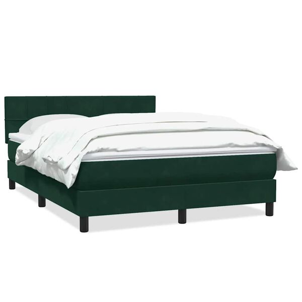 Cama box spring con colchón terciopelo verde oscuro 160×220 cm Verde oscuro 160 x 220 cm Bloques con cuadros