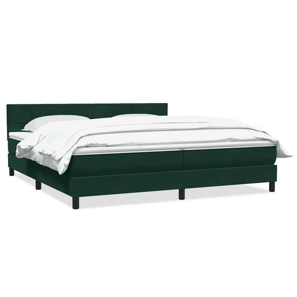 Cama box spring con colchón terciopelo verde oscuro 180×220 cm Verde oscuro 180 x 220 cm Bloques con cuadros