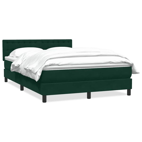 Cama box spring con colchón terciopelo verde oscuro 160×220 cm Verde oscuro 160 x 220 cm botones