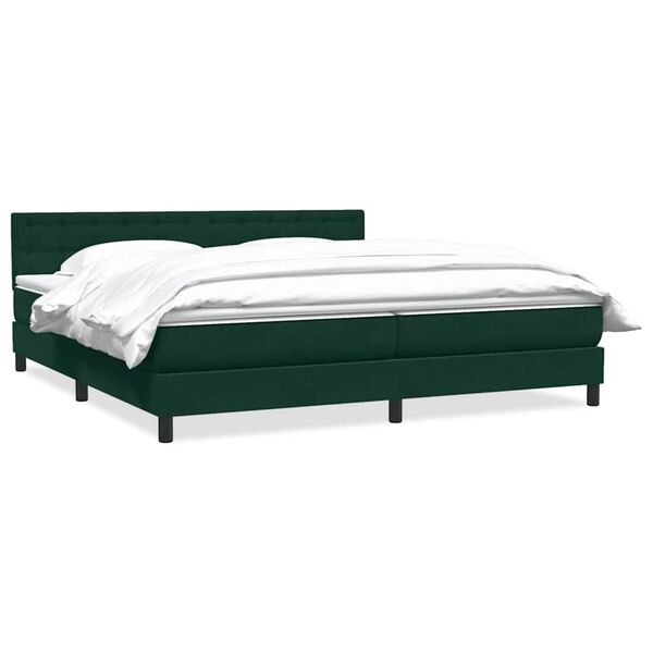 Cama box spring con colchón terciopelo verde oscuro 180×220 cm Verde oscuro 180 x 220 cm botones