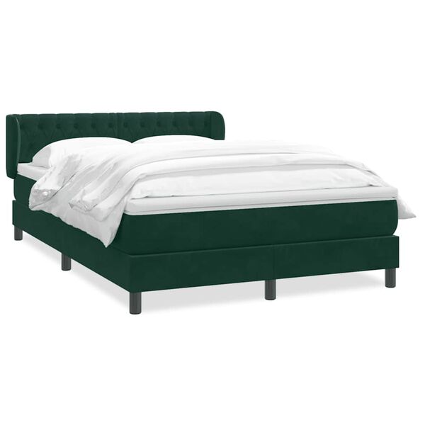 Cama box spring con colchón terciopelo verde oscuro 160×220 cm Verde oscuro 160 x 220 cm Diseño de botones