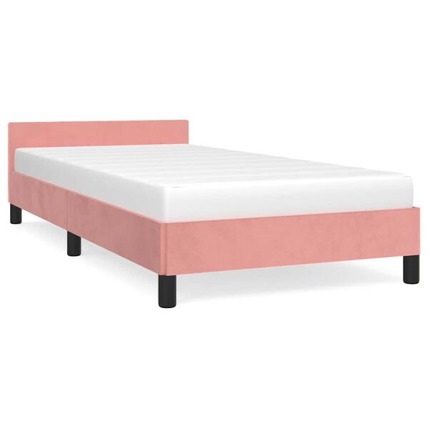 Cama con cabecero sin colchón terciopelo rosa 90×190 cm Rosa  90 x 190 cm