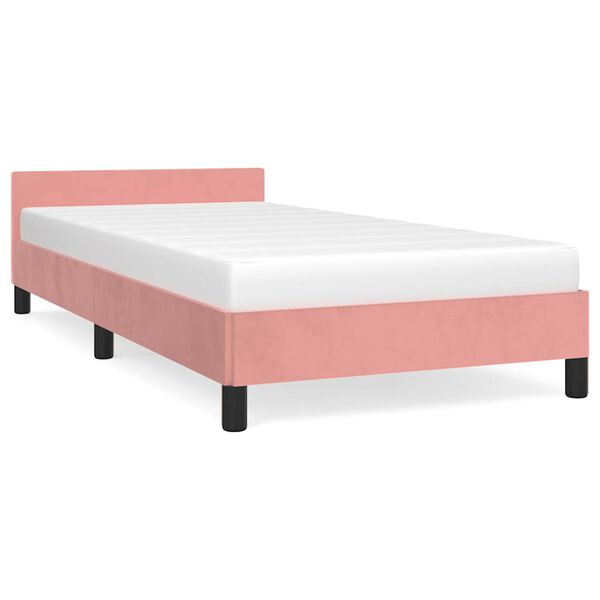 Cama con cabecero sin colchón terciopelo rosa 90×200 cm Rosa  90 x 200 cm