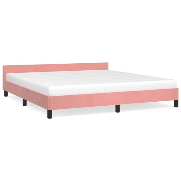 Cama con cabecero sin colchón terciopelo rosa 180×200 cm Rosa  180 x 200 cm