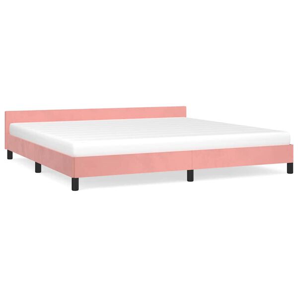 Cama con cabecero sin colchón terciopelo rosa 200×200 cm Rosa  200 x 200 cm