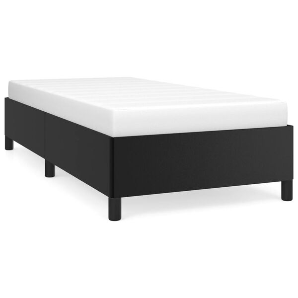 Cama individual sin colchón cuero sintético negro 90×190 cm Negro  35 cm 90 x 190 cm