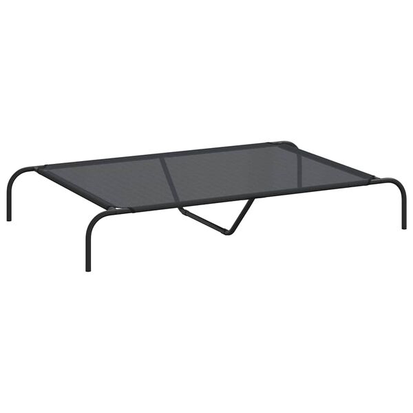 Cama elevada para perros negra 130x80x20 cm textilene y acero Negro  130 x 80 cm Textileno