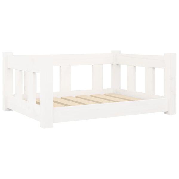 Cama para perros madera maciza de pino blanco 655x505x28 cm Blanco  65,5 x 50,5 x 28 cm