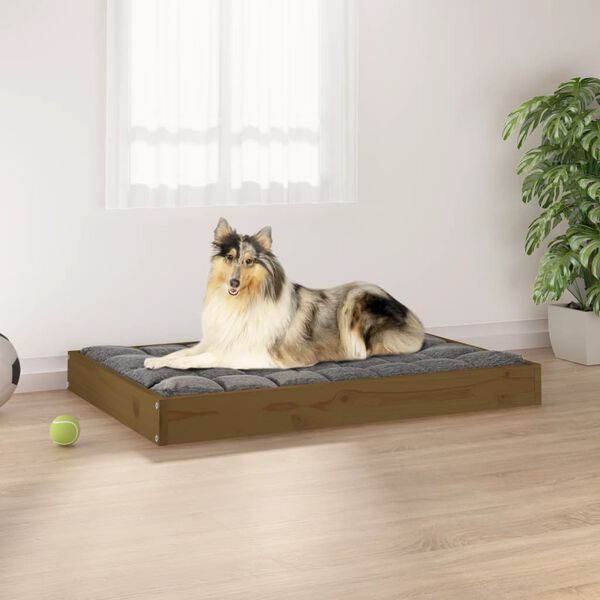 Cama para perros madera maciza pino marrón miel 915x64x9 cm Marrón miel  91,5 x 64 x 9 cm