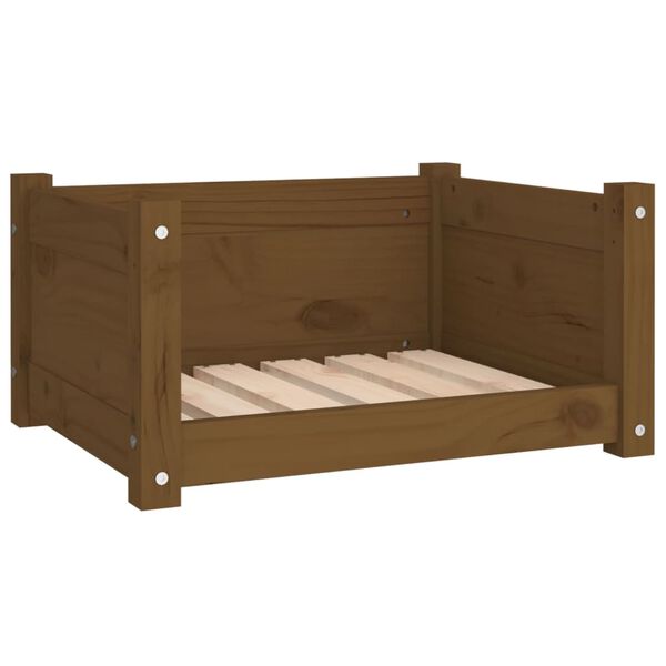 Cama para perros madera maciza pino marrón miel 555x455x28 cm Marrón miel  55.5 x 45.5 x 28 cm