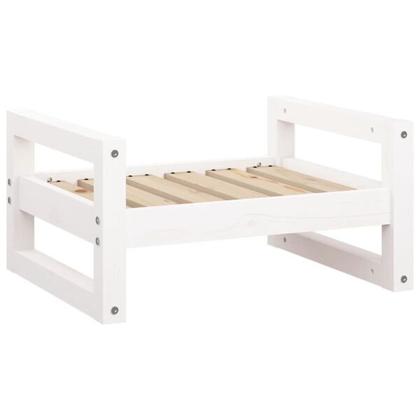 Cama para perros madera maciza de pino blanco 555x455x28 cm Blanco  55.5 x 45.5 x 28 cm