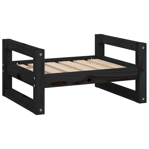 Cama para perros madera maciza de pino negro 555x455x28 cm Negro  55.5 x 45.5 x 28 cm