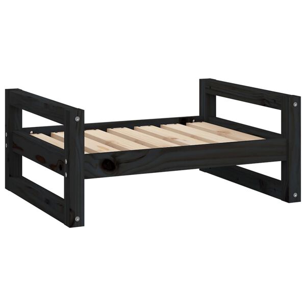Cama para perros madera maciza de pino negro 655x505x28 cm Negro  65.5 x 50.5 x 28 cm