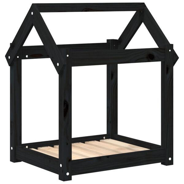 Cama para perros madera maciza de pino negro 61x50x70 cm Negro  61 x 50 x 70 cm