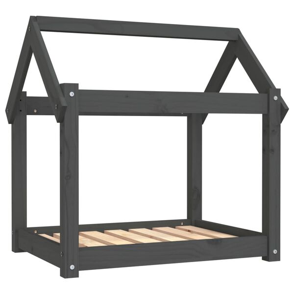 Cama para perros madera maciza de pino gris 71x55x70 cm Gris  71 x 55 x 70 cm