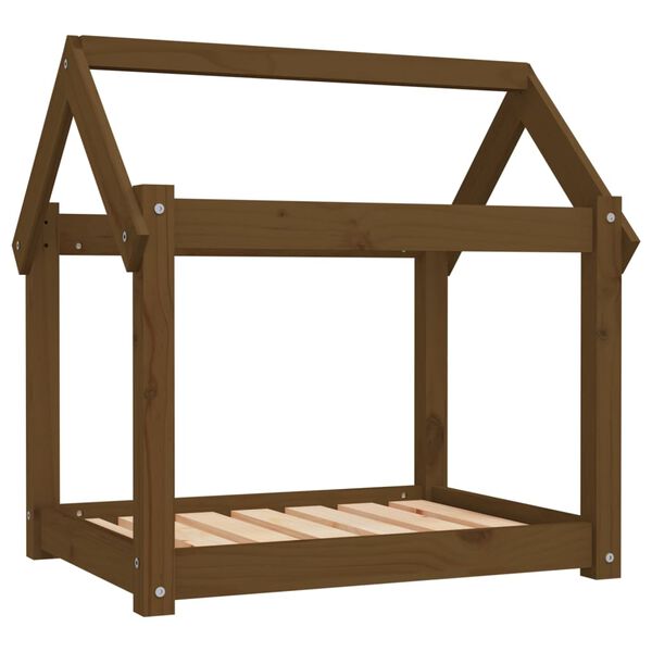 Cama para perros madera maciza pino marrón miel 71x55x70 cm Marrón miel  71 x 55 x 70 cm