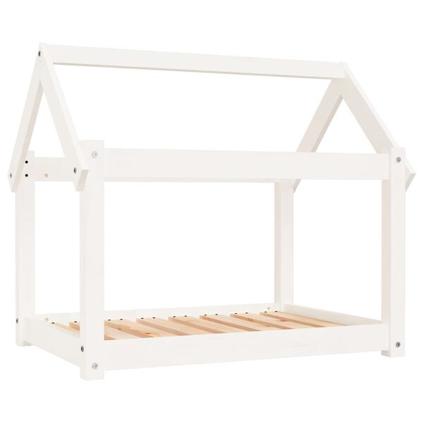 Cama para perros madera maciza de pino blanco 81x60x70 cm Blanco  81 x 60 x 70 cm