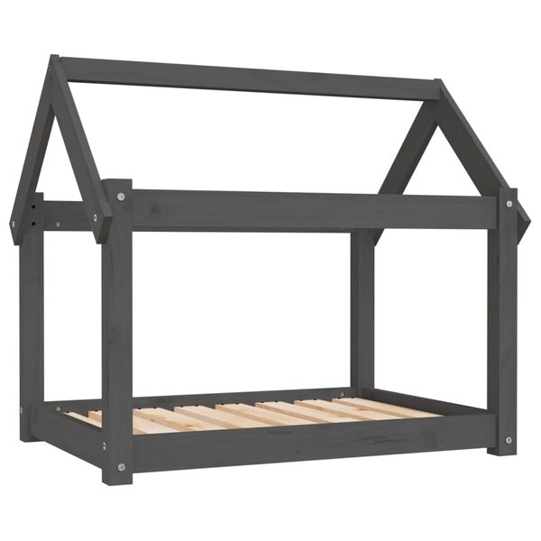 Cama para perros madera maciza de pino gris 81x60x70 cm Gris  81 x 60 x 70 cm