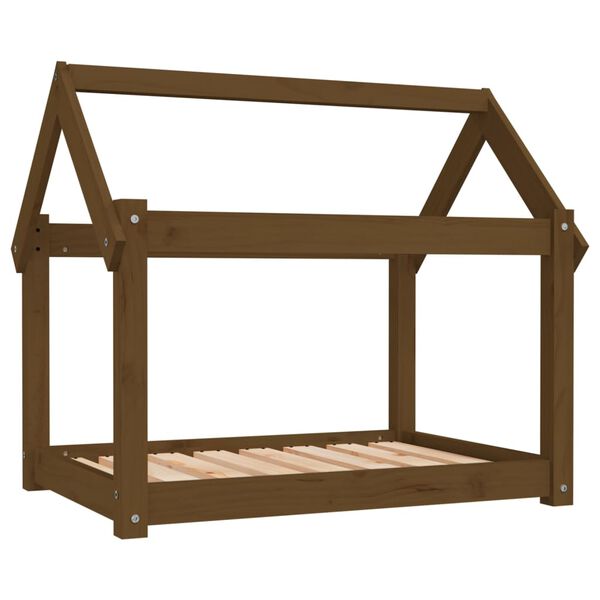 Cama para perros madera maciza pino marrón miel 81x60x70 cm Marrón miel  81 x 60 x 70 cm