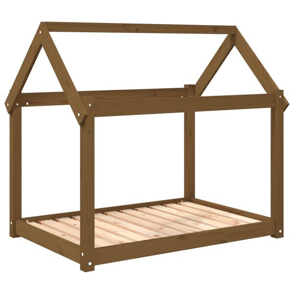 Cama para perros madera maciza pino marrón miel 101x70x90 cm Marrón miel  101 x 70 x 90 cm