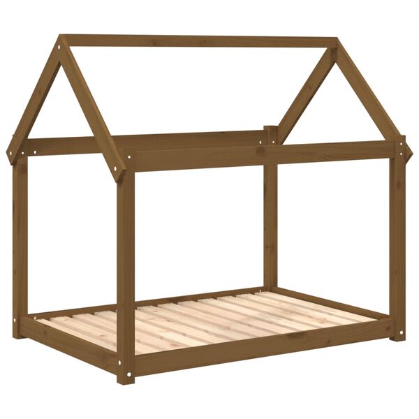 Cama para perros madera maciza pino marrón miel 111x80x100 cm Marrón miel  111 x 80 x 100 cm