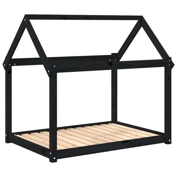 Cama para perros madera maciza de pino negro 111x80x100 cm Negro  111 x 80 x 100 cm