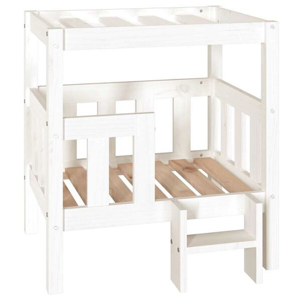 Cama para perros madera maciza de pino blanco 655x505x70 cm Blanco  65.5 x 50.5 x 70 cm