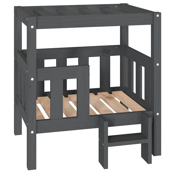 Cama para perros madera maciza de pino gris 655x505x70 cm Gris  65.5 x 50.5 x 70 cm