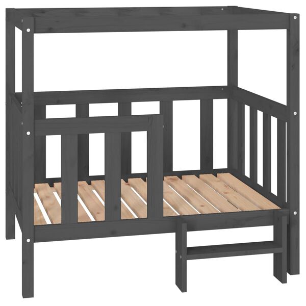 Cama para perros madera maciza de pino gris 1055x835x100 cm Gris  105.5 x 83.5 x 100 cm