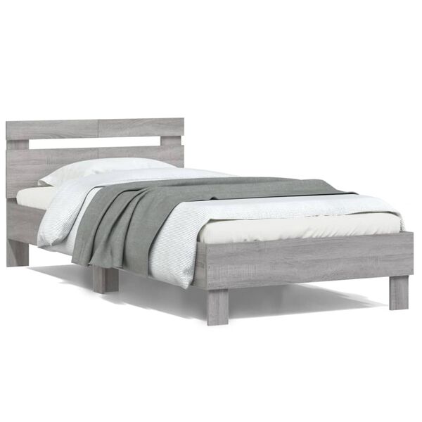 Cama con cabecero madera de ingeniería gris Sonoma 100×200 cm Gris sonoma  100 x 200 cm