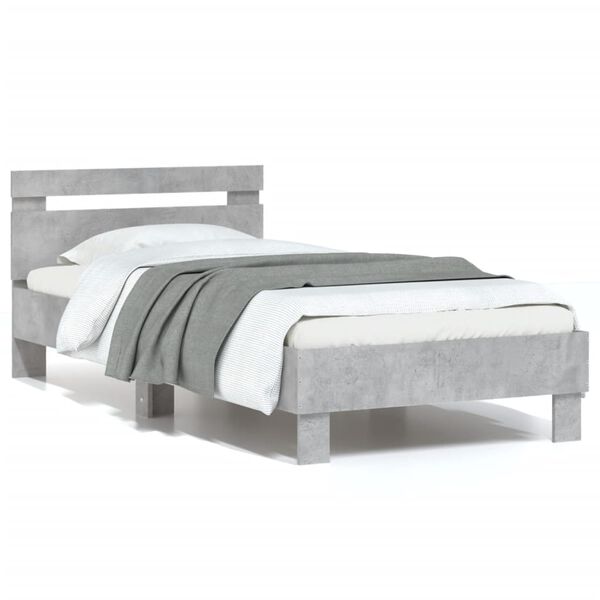 Cama con cabecero madera de ingeniería gris hormigón 75×190 cm Gris hormigón  75 x 190 cm
