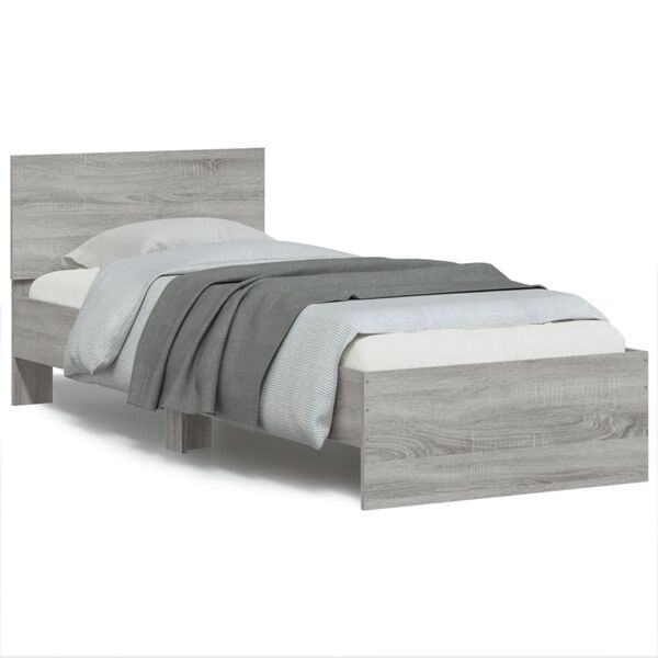 Cama con cabecero madera de ingeniería gris Sonoma 90×190 cm Gris sonoma 90 x 190 cm