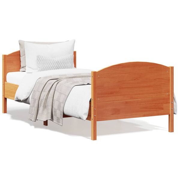 Cama sin colchón madera maciza de pino marrón cera 100×200 cm Marrón 100 x 200 cm