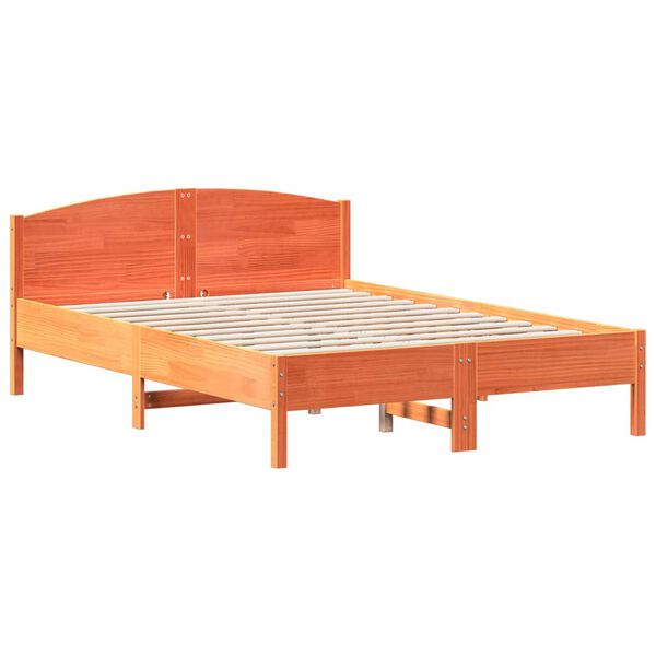 Cama sin colchón madera maciza de pino marrón cera 120×200 cm Marrón 120 x 200 cm
