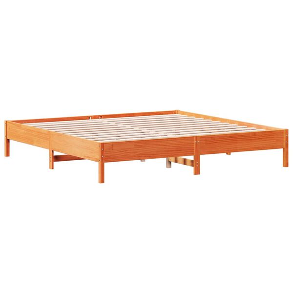 Cama sin colchón madera maciza de pino marrón cera 180×200 cm Marrón 180 x 200 cm