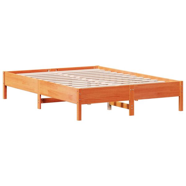 Cama sin colchón madera maciza de pino marrón cera 160×200 cm Marrón 160 x 200 cm