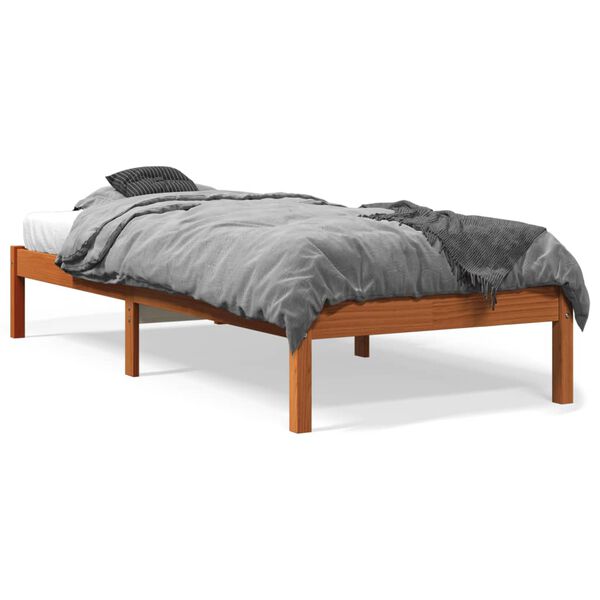 Cama sin colchón madera maciza de pino marrón cera 100×200 cm Marrón cera 100 x 200 cm