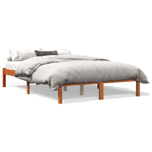 Cama sin colchón madera maciza de pino marrón cera 120×200 cm Marrón cera 120 x 200 cm